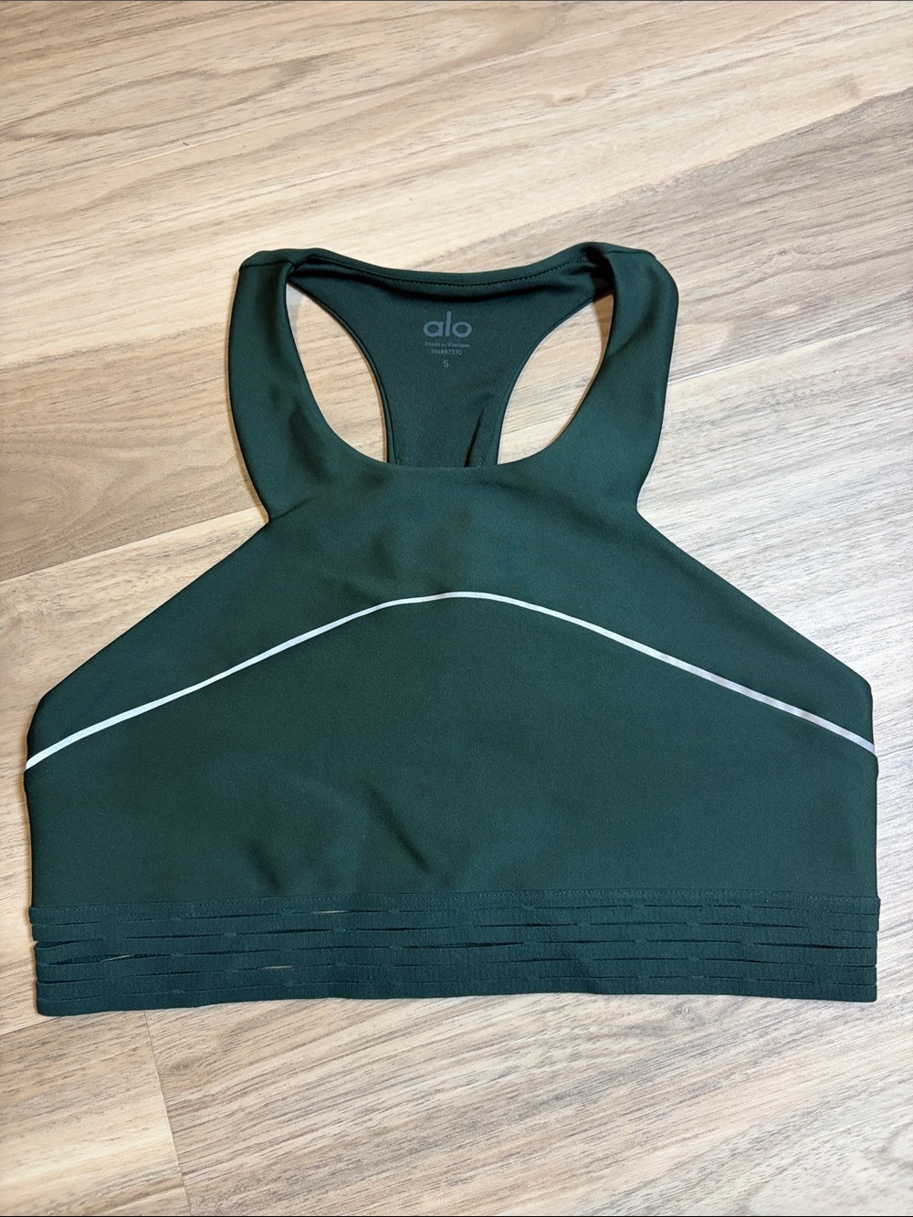 ALO Yoga Forest Green High-Neck Racerback Sports Bra